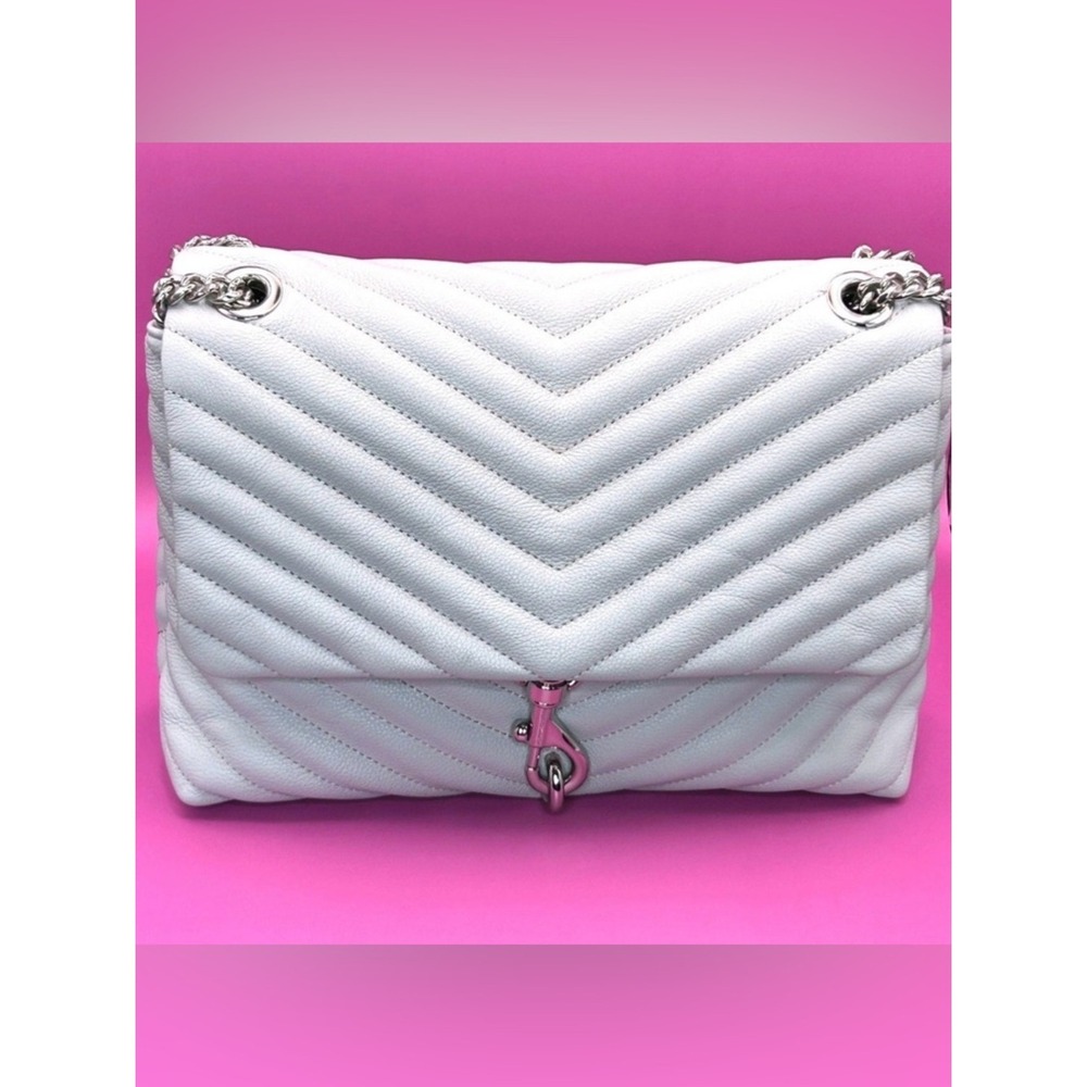 Rebecca Minkoff Edie Flap Shoulder Bag Perla Quilted Leather Silver Hardware